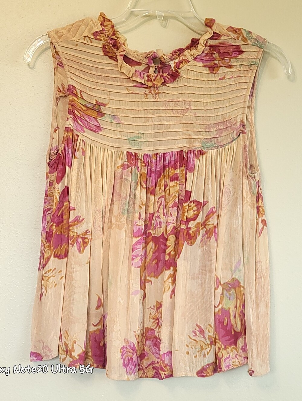 One Fine Day Floral Pintuck Sleeveless Boho Top NWOT Size M